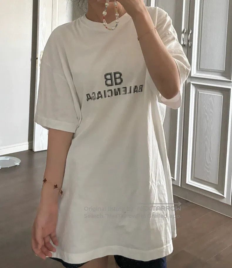 Balenciaga Balenciaga White Double B Mosaic Short Sleeve Size US M / EU 48-50 / 2 - 4 Thumbnail