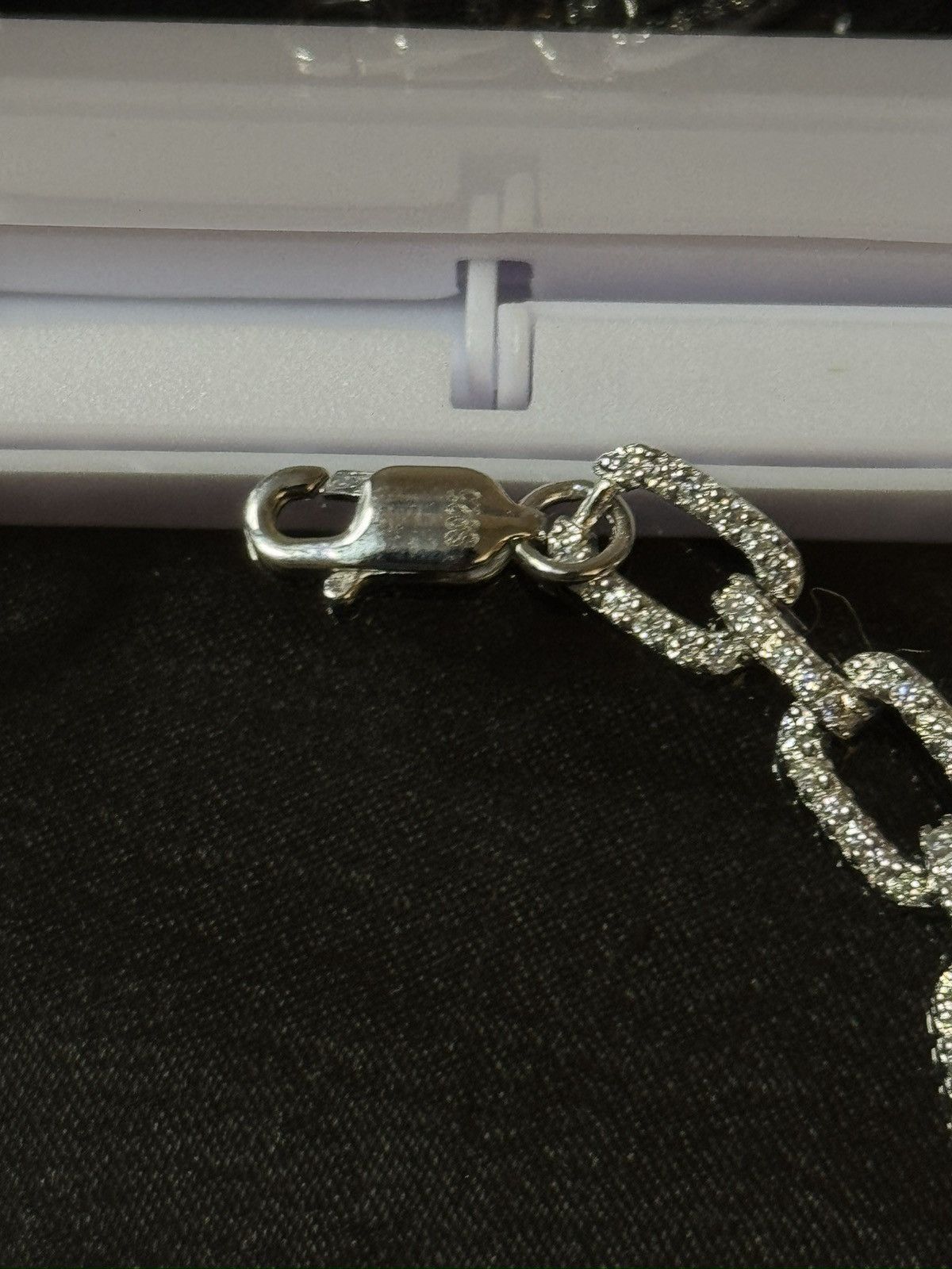 Sterling Silver 💎 Iced Out Silver Chain Bracelet 8 In - Moissanite VVSD1 Size ONE SIZE - 8 Thumbnail