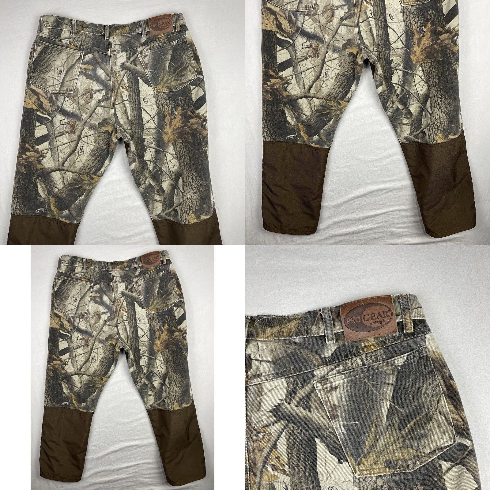 Wrangler VINTAGE Wrangler Pro Gear Pants Mens 40x30 RealTree Woodland Camo Brush Guard Hunting Jeans 5-Pocket Mens Green Camouflage Denim Cotton Wool? Size US 40 / EU 56 - 9 Thumbnail
