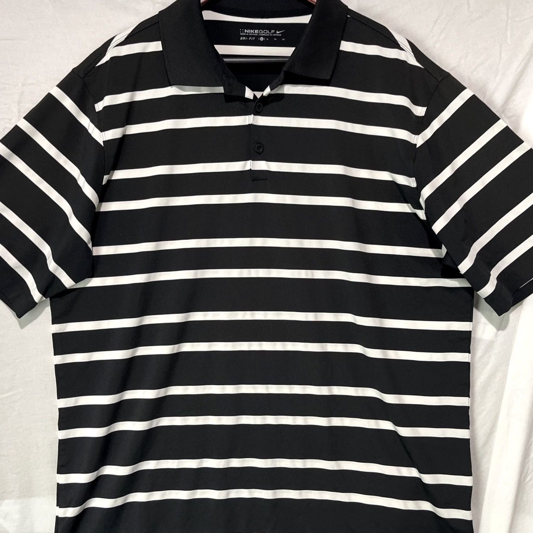 Nike Nike Golf Shirt Polo Mens XL Dri Fit Black Striped Button Size US XL / EU 56 / 4 - 2 Thumbnail