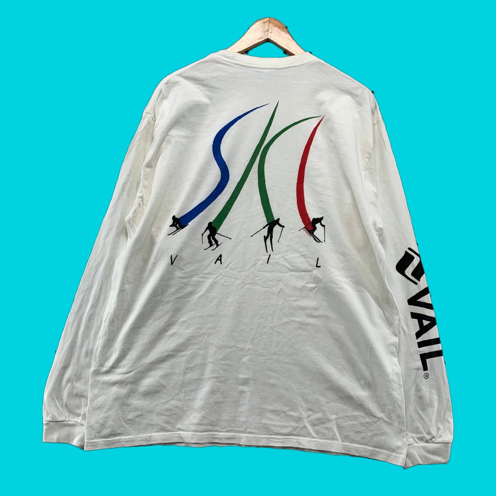 Vintage Vintage Crazy Shirts T Shirt Mens Large White Ski Snowboard Long Sleeve Vail Size US L / EU 52-54 / 3 - 1 Thumbnail