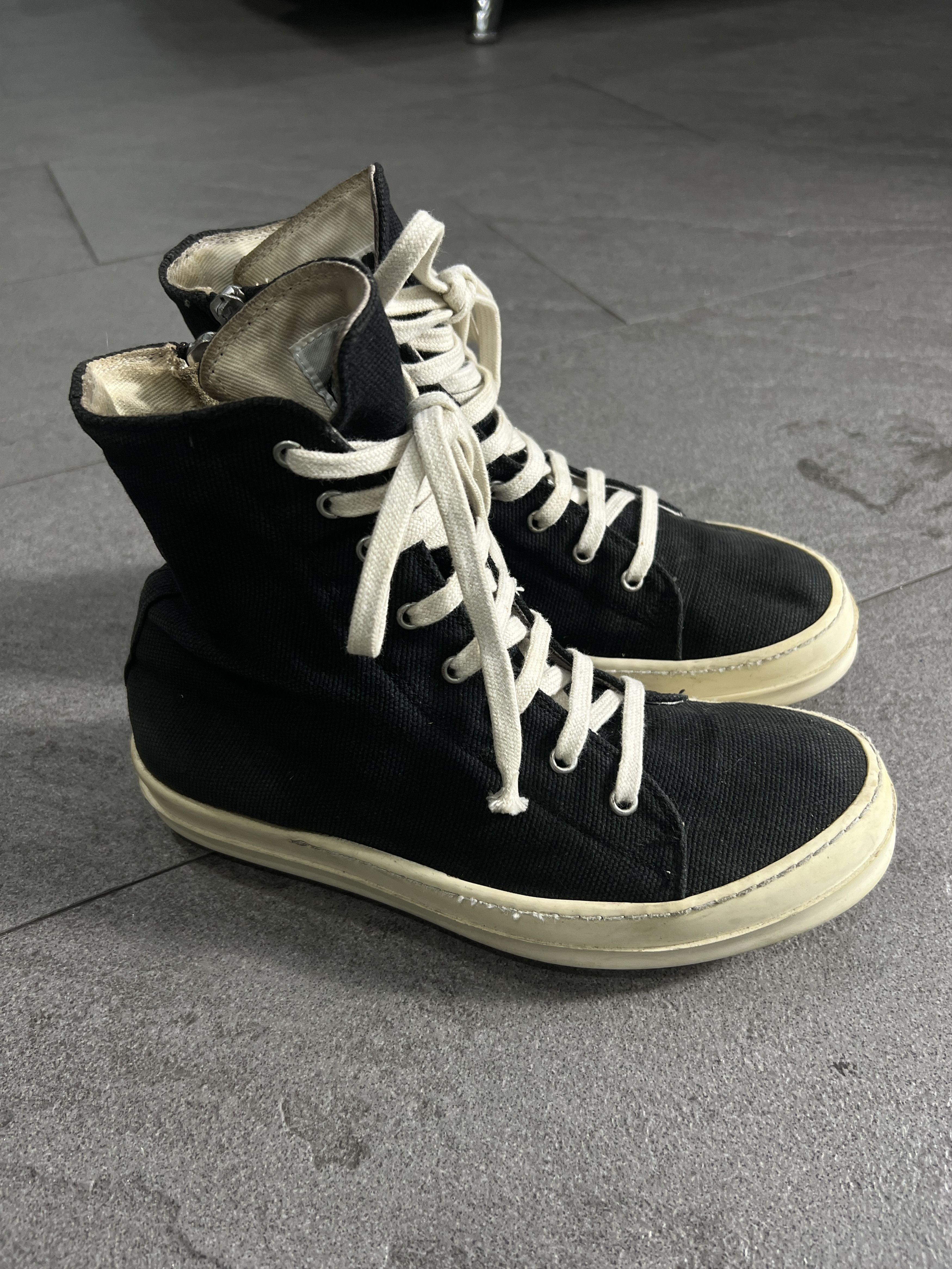 Rick Owens Drkshdw Rick Owens DRKSHDW Canvas Ramones High EU40 Size US 7 / EU 40 - 2 Thumbnail