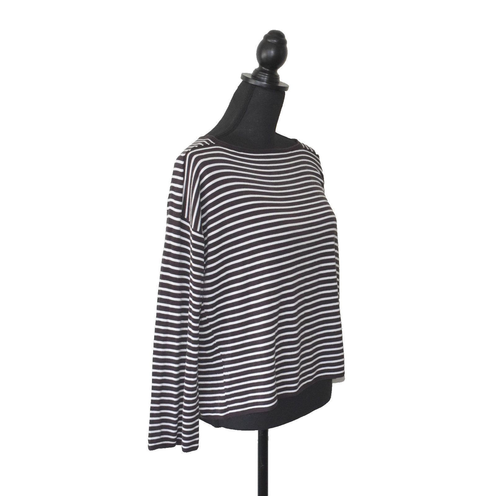 Eileen Fisher EILEEN FISHER Striped Tencel Knit LS Petite Sweater Top PL Size L / US 10 / IT 46 - 2 Thumbnail