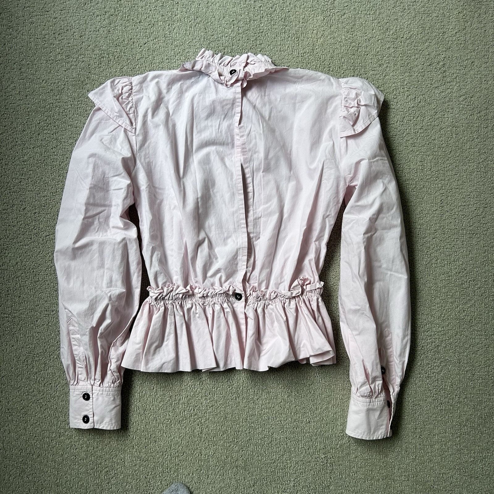 Ganni Ganni Women’s Top Pink Cotton Poplin Blouse Ruffled Cropped Size S / US 4 / IT 40 - 13 Thumbnail