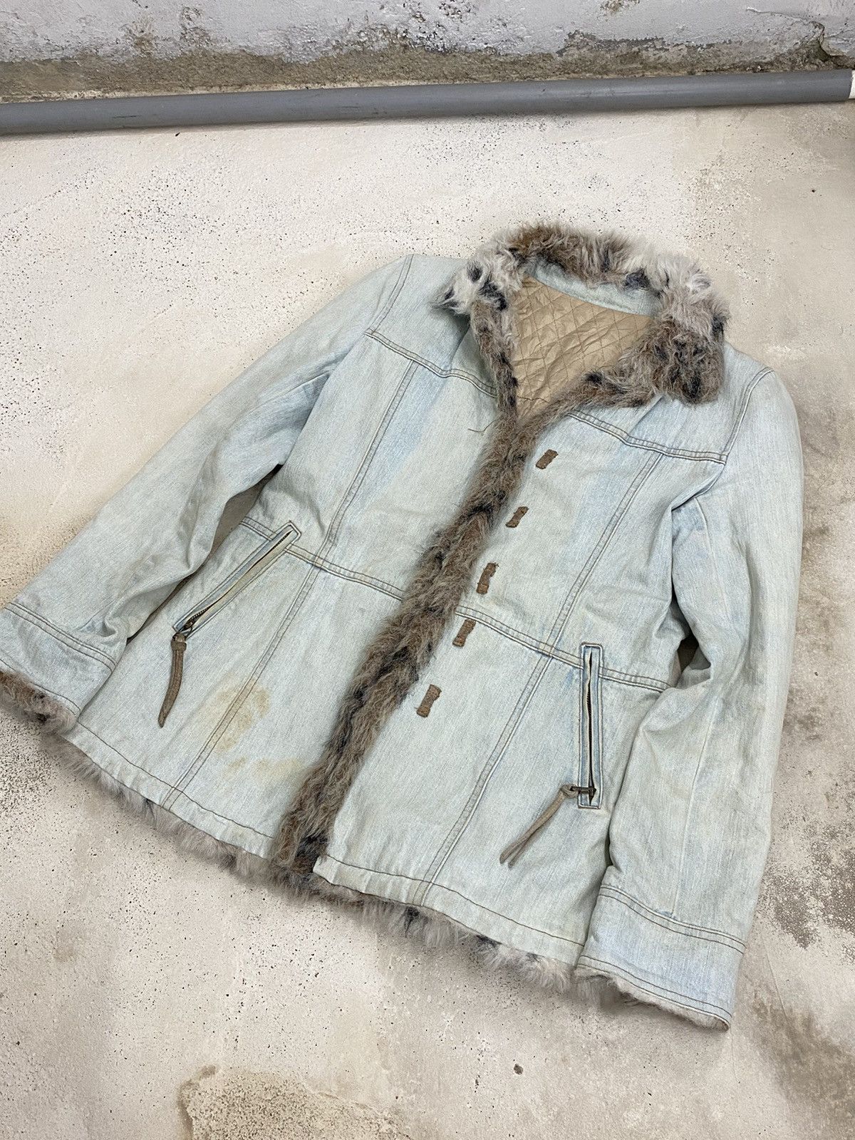 GOSTAR DE FUGA Parka Japan Jacket Jean Fur Winter Dirty Light Blue Jean Size US S / EU 44-46 / 1 - 2 Thumbnail