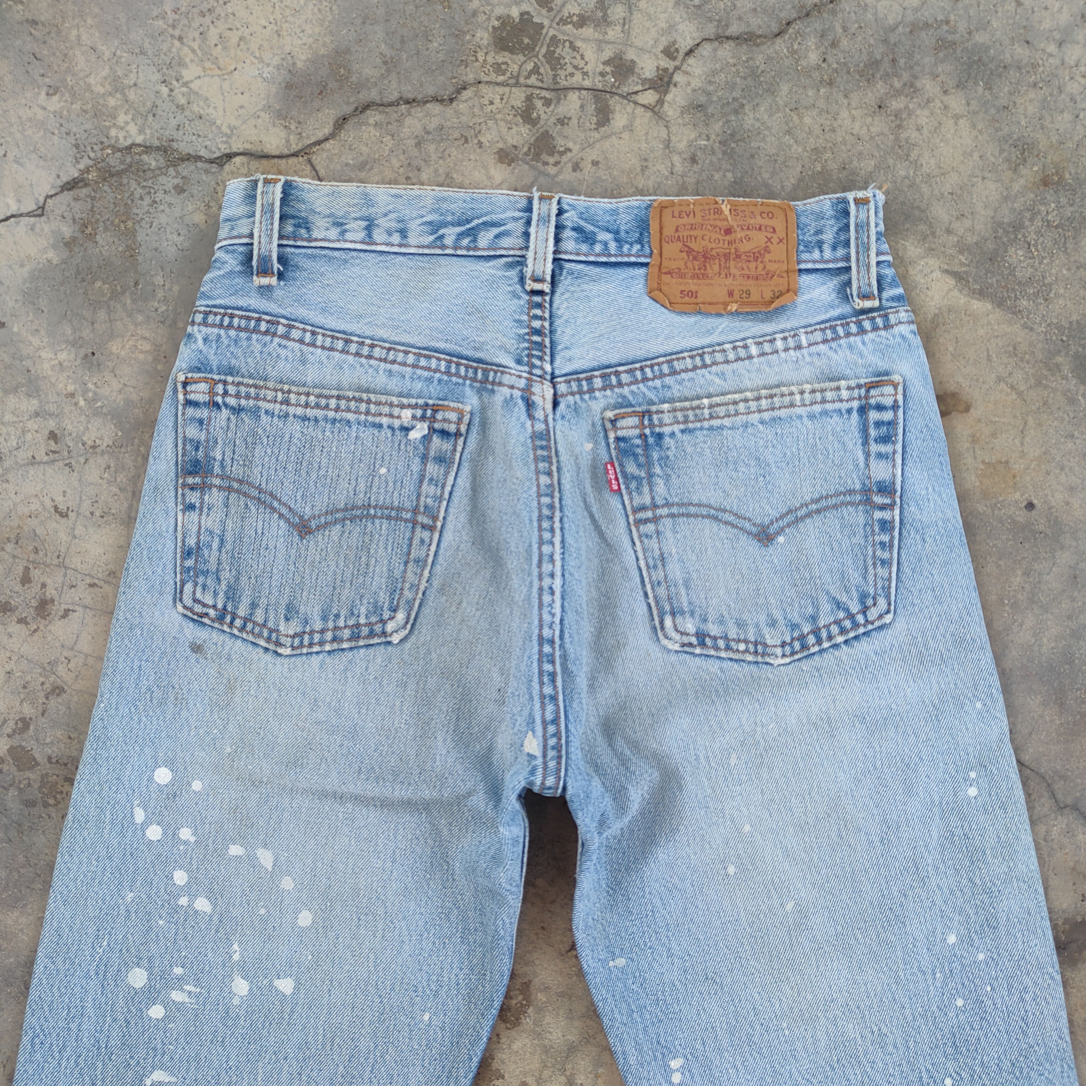 VINTAGE LEVI'S 501 92s USA FADED RIPPED JEANS DENIM PANTS