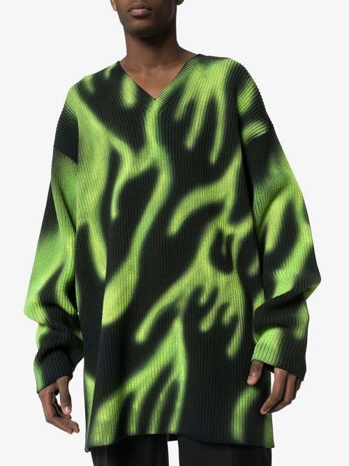 Balenciaga BALENCIAGA - Printed Ribbed Wool-Blend Sweater Size US XL / EU 56 / 4 - 9 Thumbnail