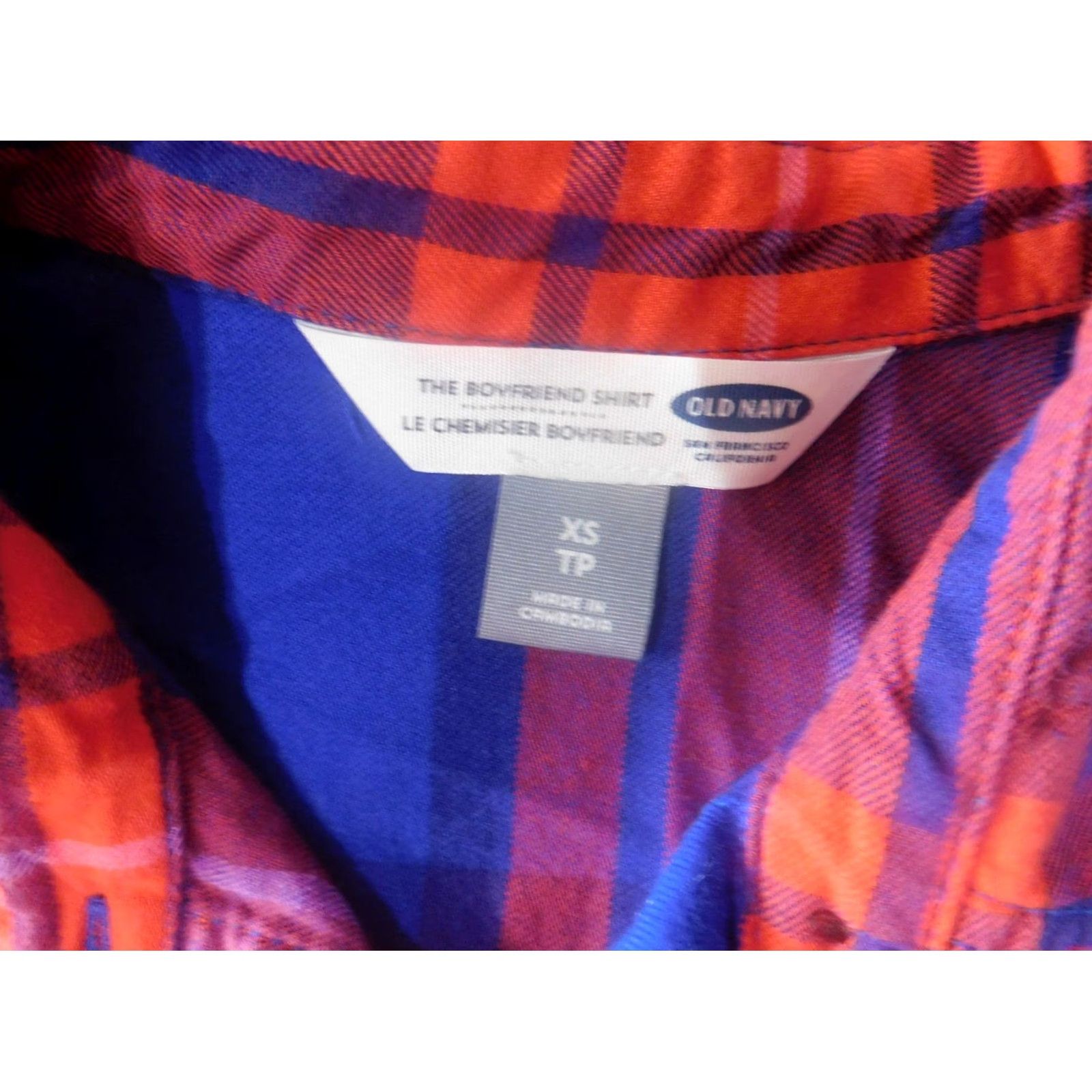 Old Navy Old Navy Womens Blouse XS Red Plaid Button-Up Long Sleeve Collared Cotton Button-Up Shirt - Casual, Regular Fit, Vintage: No Size XS / US 0-2 / IT 36-38 - 7 Thumbnail