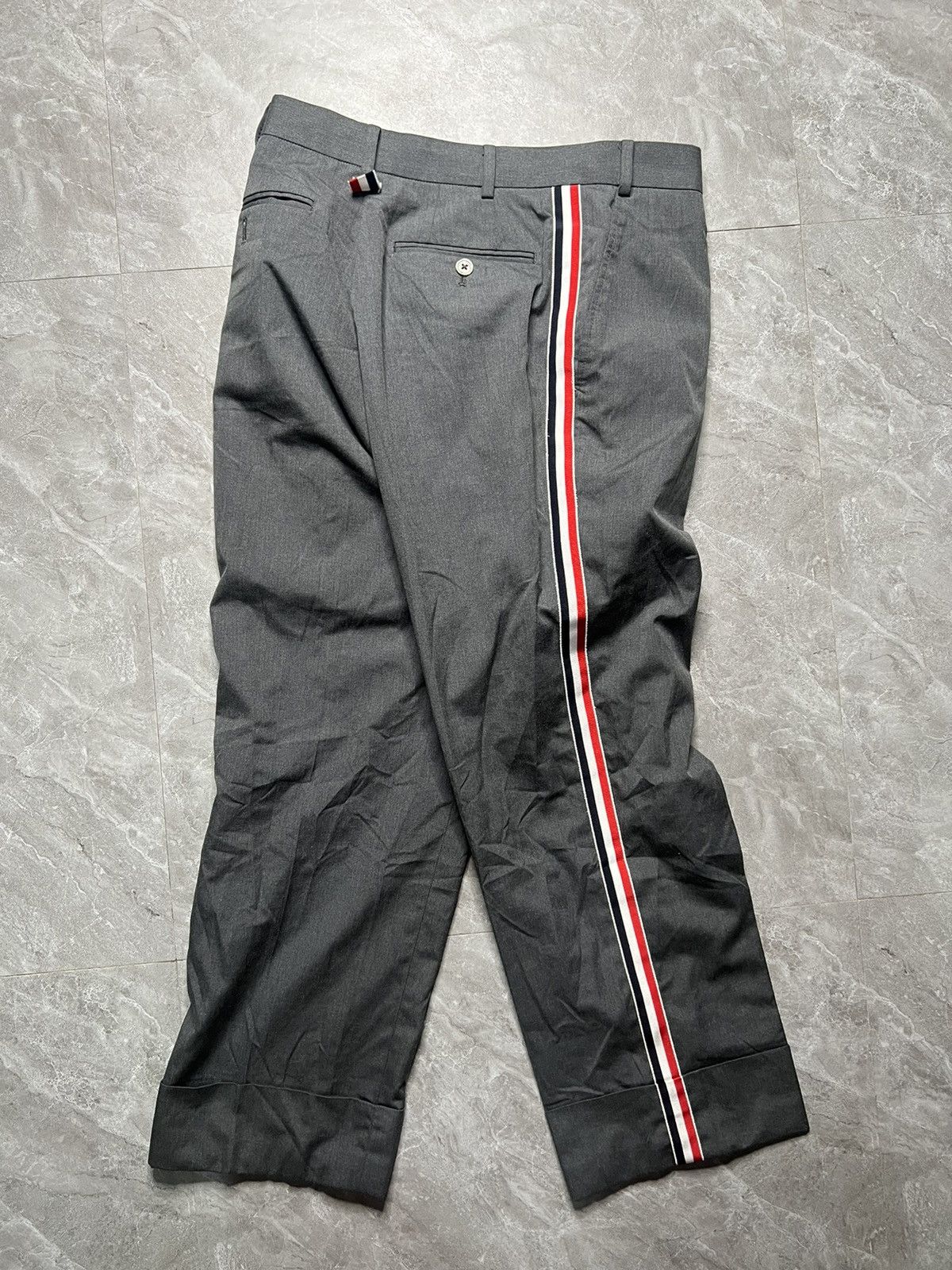 Thom Browne Thom Browne Grosgrain Stripe Cropped Chino Pants Size US 31 - 2 Thumbnail