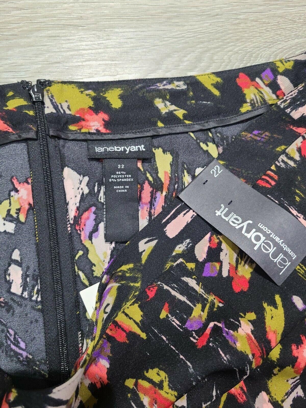 Designer Lane Bryant Skirt 22 Plus Multicolor Career a line short NWT Size 42" / US 20 - 3 Thumbnail