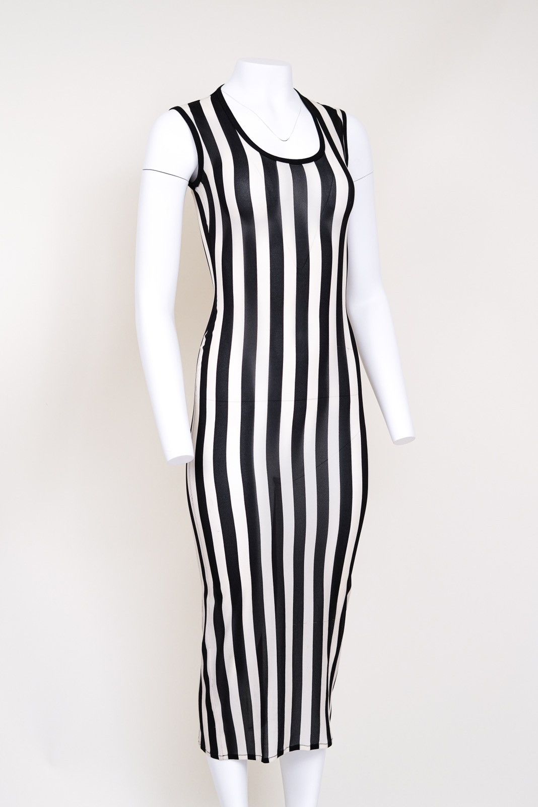 Versace Gianni Versace Black White Vertical Stripe Silk Long Dress Size S / US 4 / IT 40 - 3 Thumbnail
