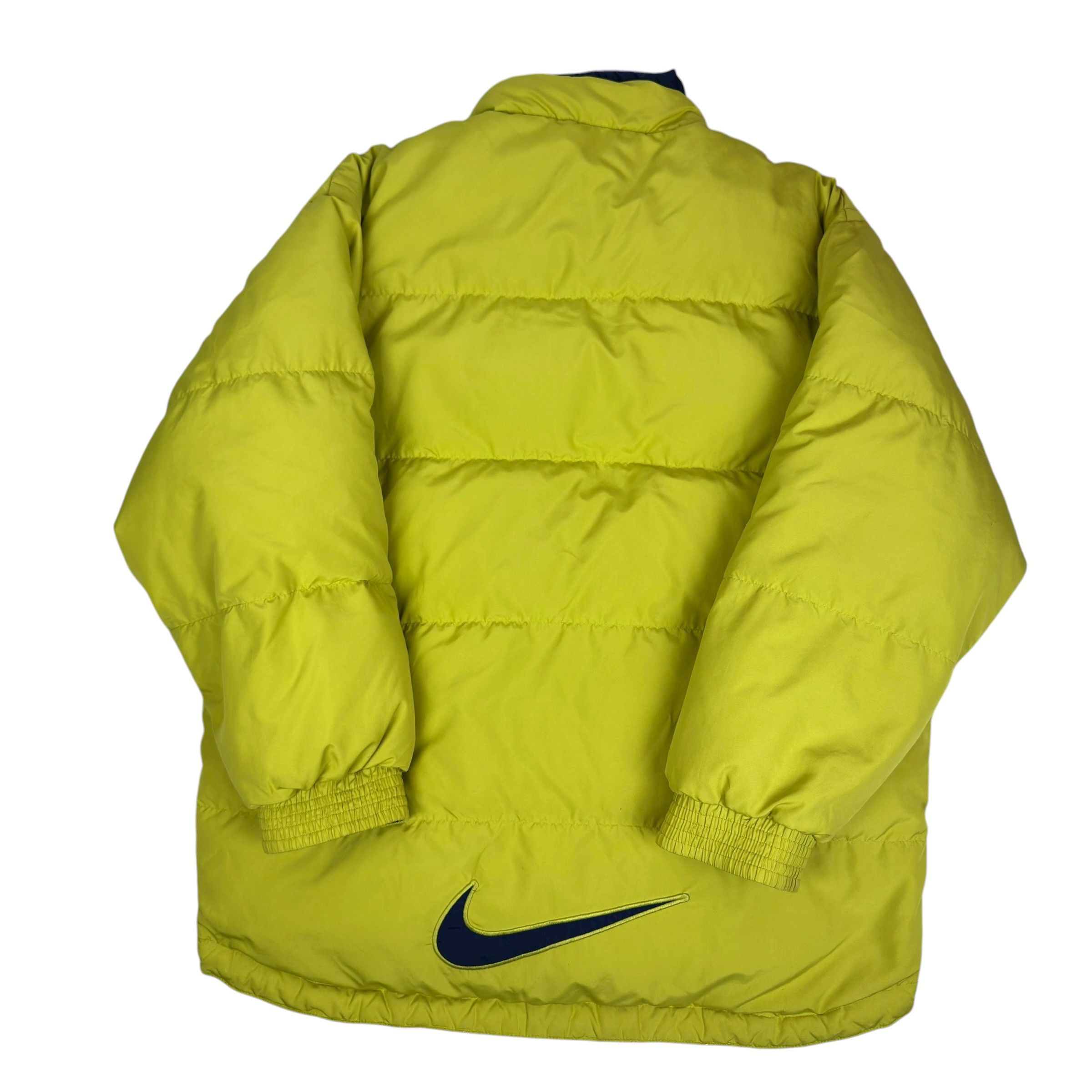 Nike Vintage Nike Mens Lime Green Swoosh Full Zip Puffer Jacket S Size US S / EU 44-46 / 1 - 9 Thumbnail