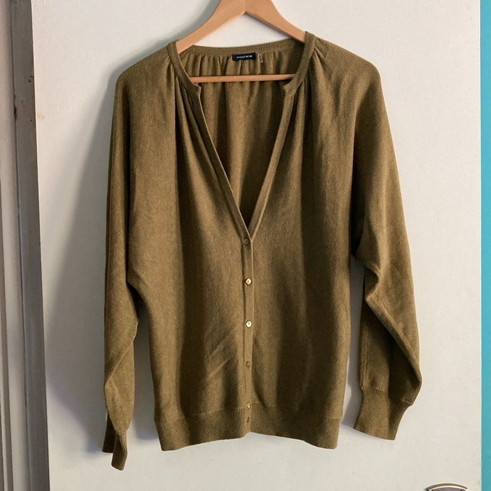Magaschoni Magaschoni Size M Dolman Sleeve V-Neck Olive Knit Cardigan O Size M / US 6-8 / IT 42-44 - 1 Thumbnail