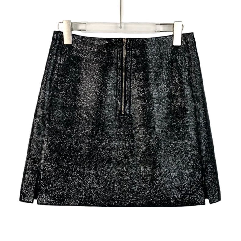 Louis Vuitton Louis Vuitton Black cotton zip-up casual leather skirt Size 35" - 1 Thumbnail