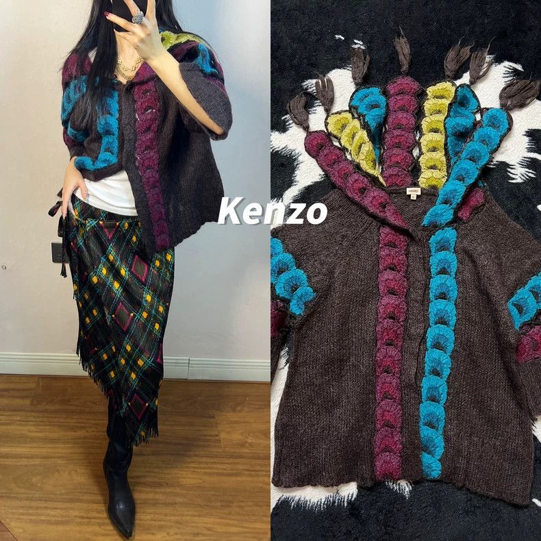 Kenzo Kenzo Colorblock Cardigan with Fringe - dmc Size US S / EU 44-46 / 1 - 1 Thumbnail
