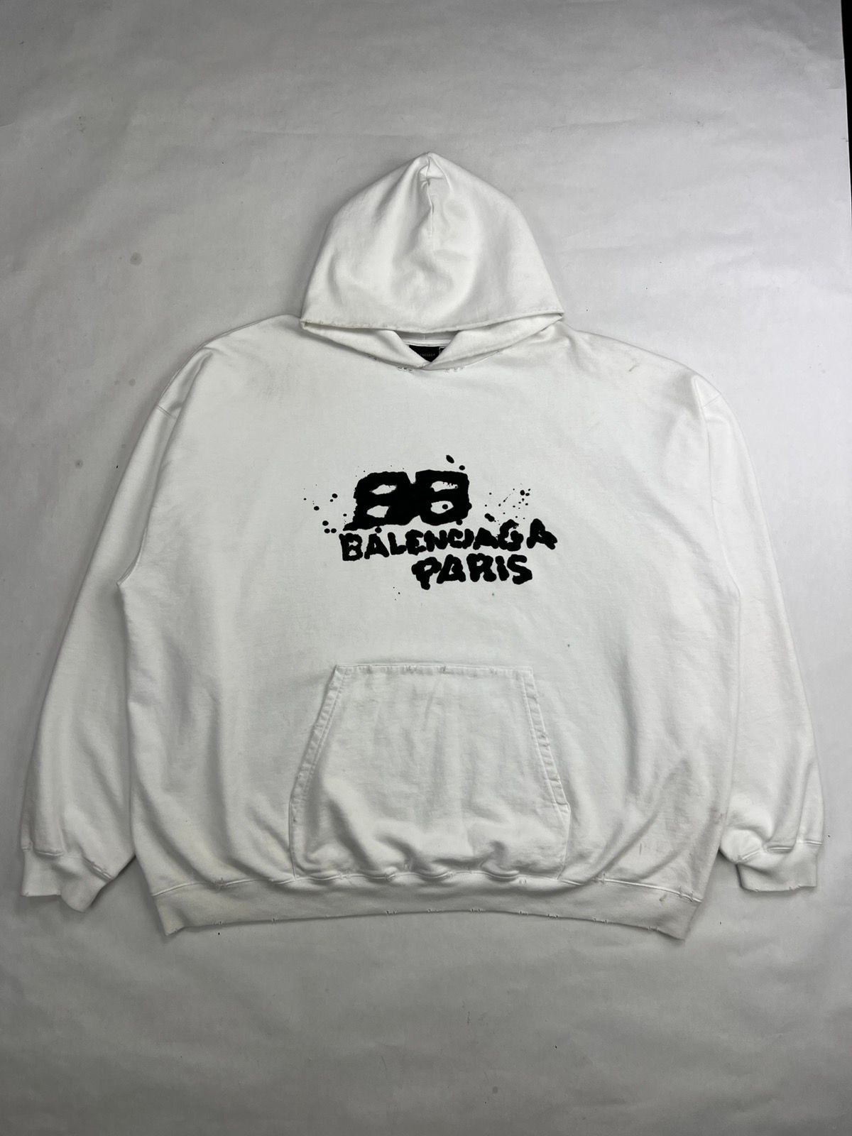 Pre-owned Balenciaga Bb Logo Hoodie In White