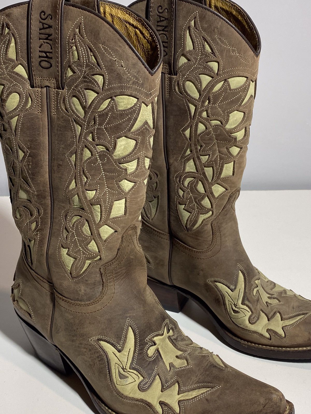 Genuine Leather × Vintage Vintage 00s Leather Cowboy Boots y2k Sancho Western Rodeo Size US 7 / IT 37 - 2 Thumbnail