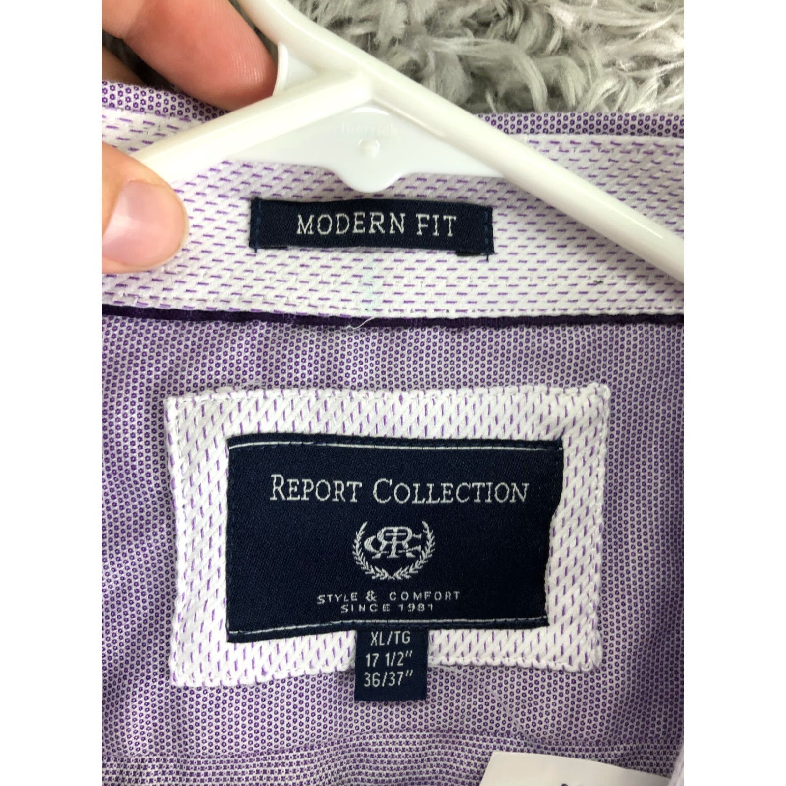 Vintage Report Collection Mens XL 36-37 Lavender Long Sleeve Spread Collar Shirt Size US XL / EU 56 / 4 - 7 Thumbnail