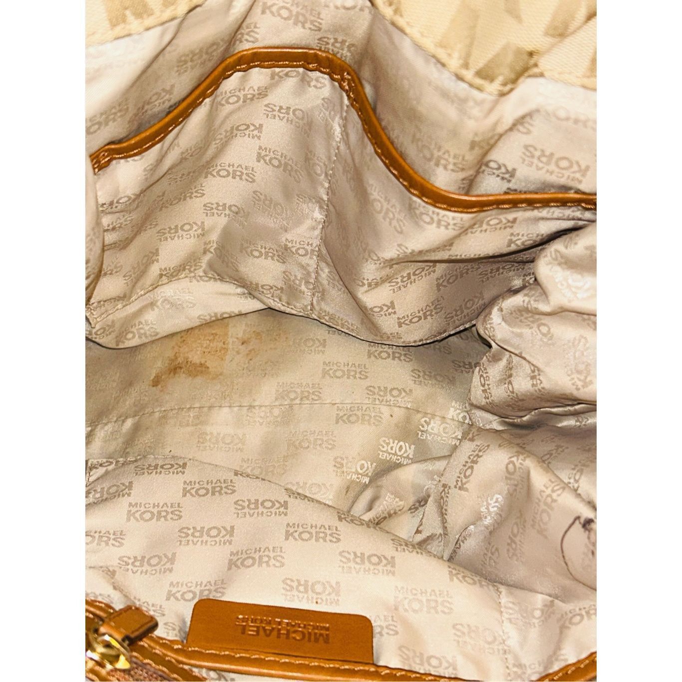 Michael Kors Michael Kors Large MK Tan Purse Shoulder Bag Size ONE SIZE - 7 Thumbnail
