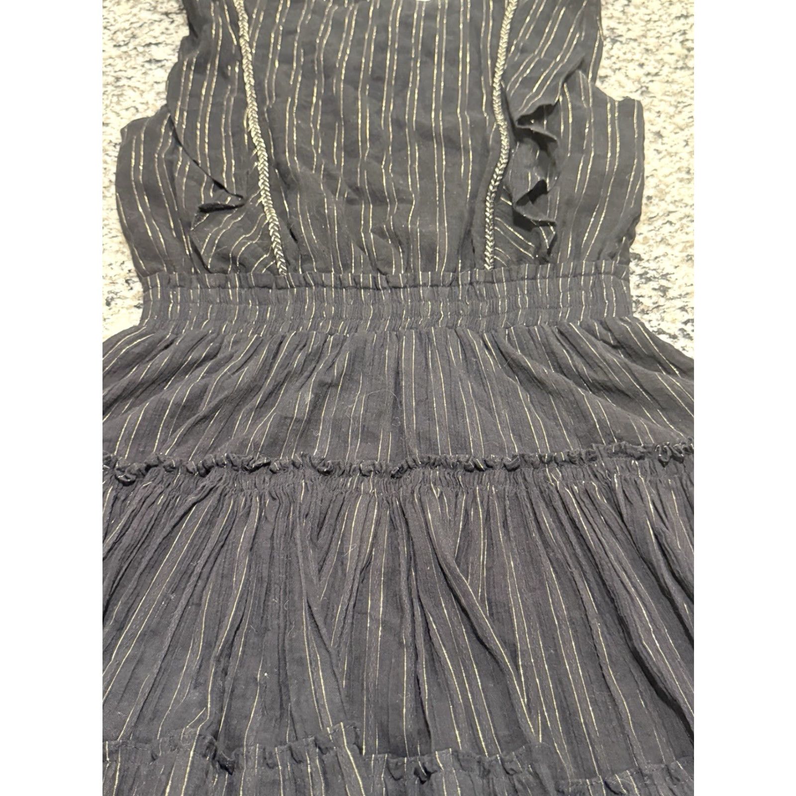 Vintage VINTAGE Misa Los Angeles Cielle Mini Flounce Dress Black Metallic Striped Women Size S Size S / US 4 / IT 40 - 5 Thumbnail