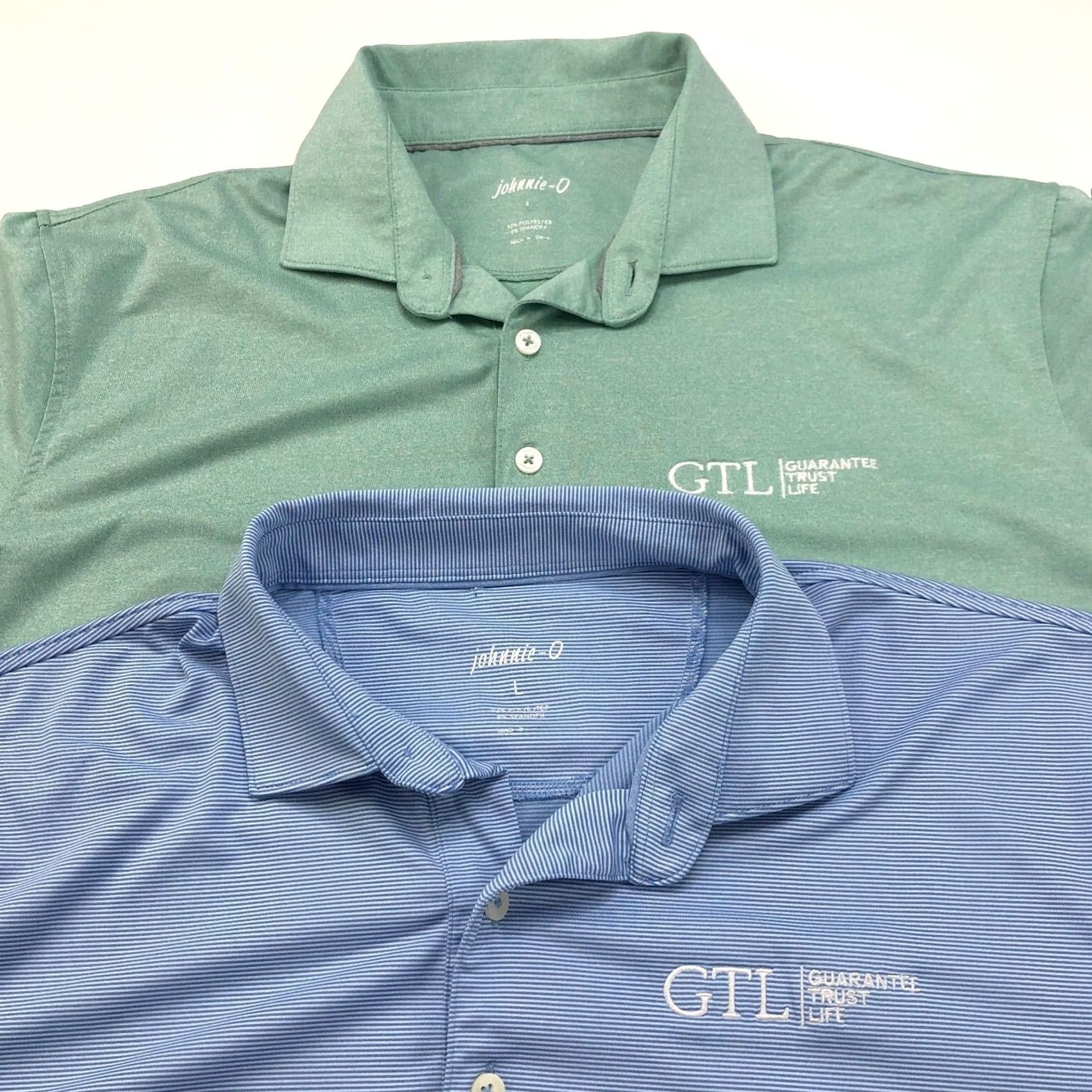 johnnie-O VINTAGE Johnnie-O Large Logos Golf SS Button Polo Striped Solid Shirt LOT OF 2 MINT Size US L / EU 52-54 / 3 - 2 Thumbnail