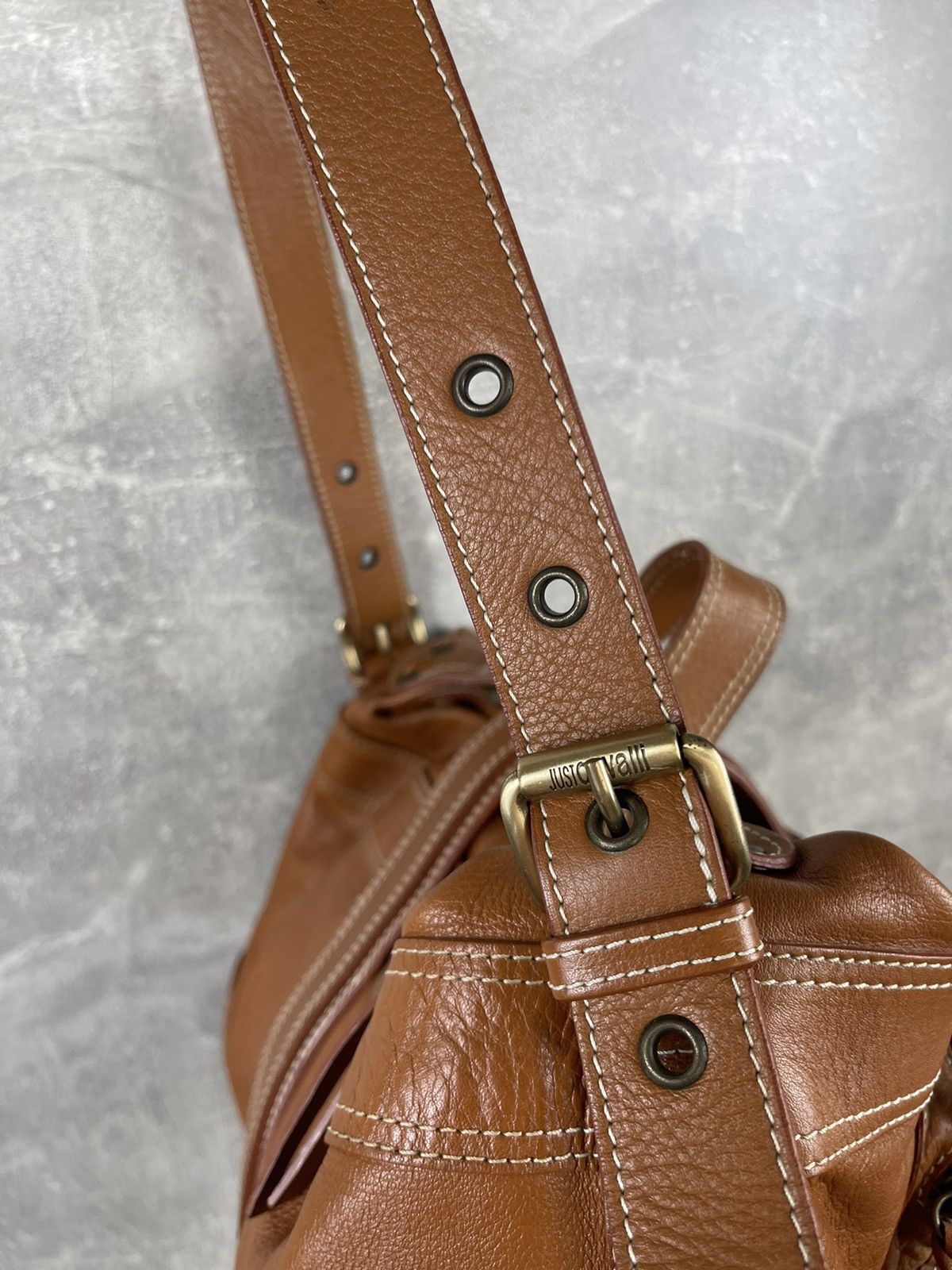 Just Cavalli × Roberto Cavalli × Vintage Just Cavalli Vintage Leather Shoulder Logo Buckle Bag Size ONE SIZE - 9 Thumbnail