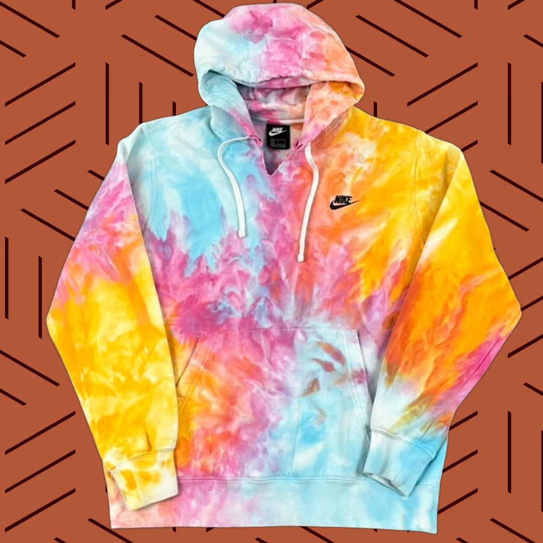 Nike Nike Hoodie Mens Large Tie Dye Multicolor Fleece Sportswear Gym Weightlifting Embroidered Logo Hooded Pockets Size US L / EU 52-54 / 3 - 1 Thumbnail