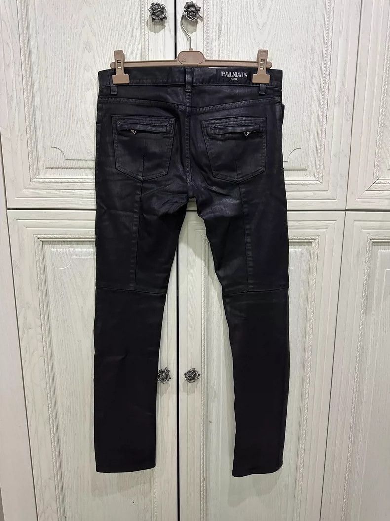 Balmain balmain black waxed coated motorcycle jeans-2508 Size US 32 / EU 48 - 2 Thumbnail