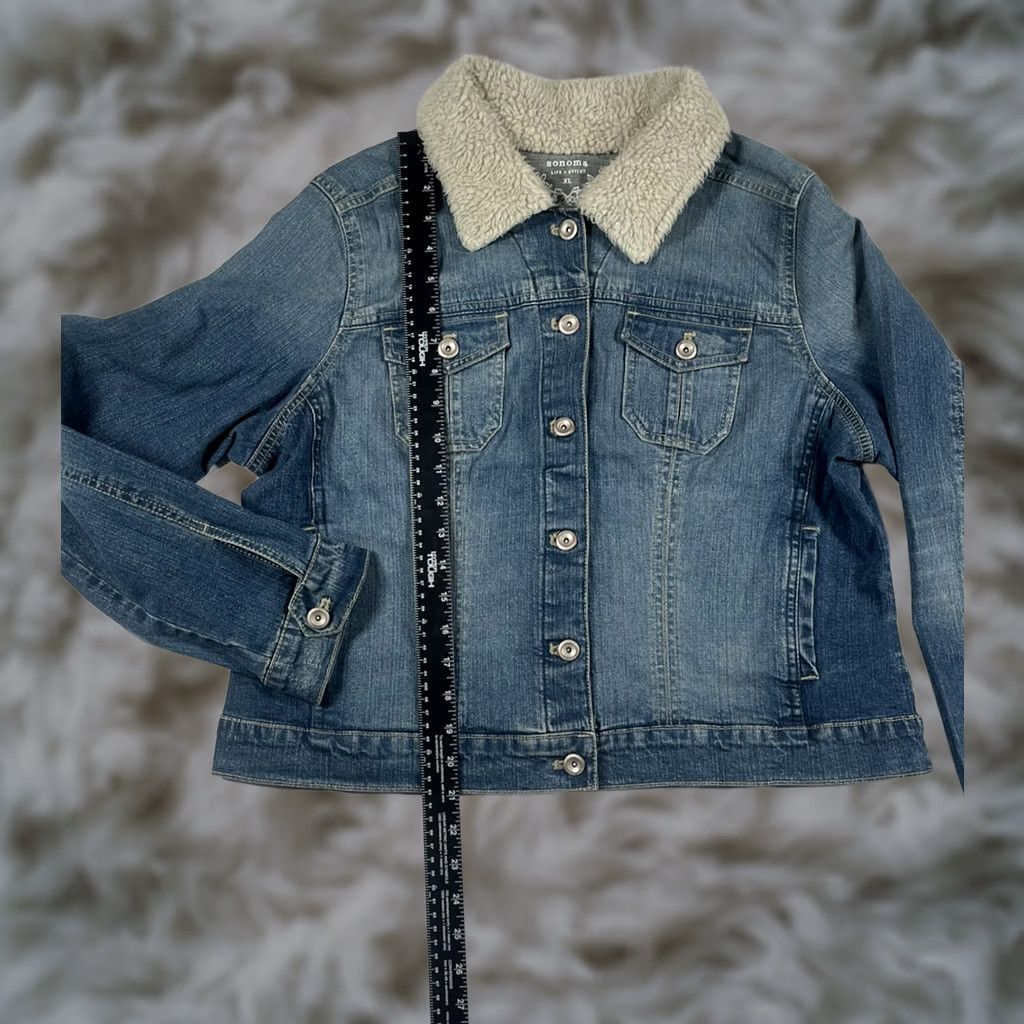 Denime VINTAGE Sonoma Lifestyle Jeans Women’s Blue Denim Jacket Button Pockets Size XL Size 40" / US 18 - 1 Thumbnail
