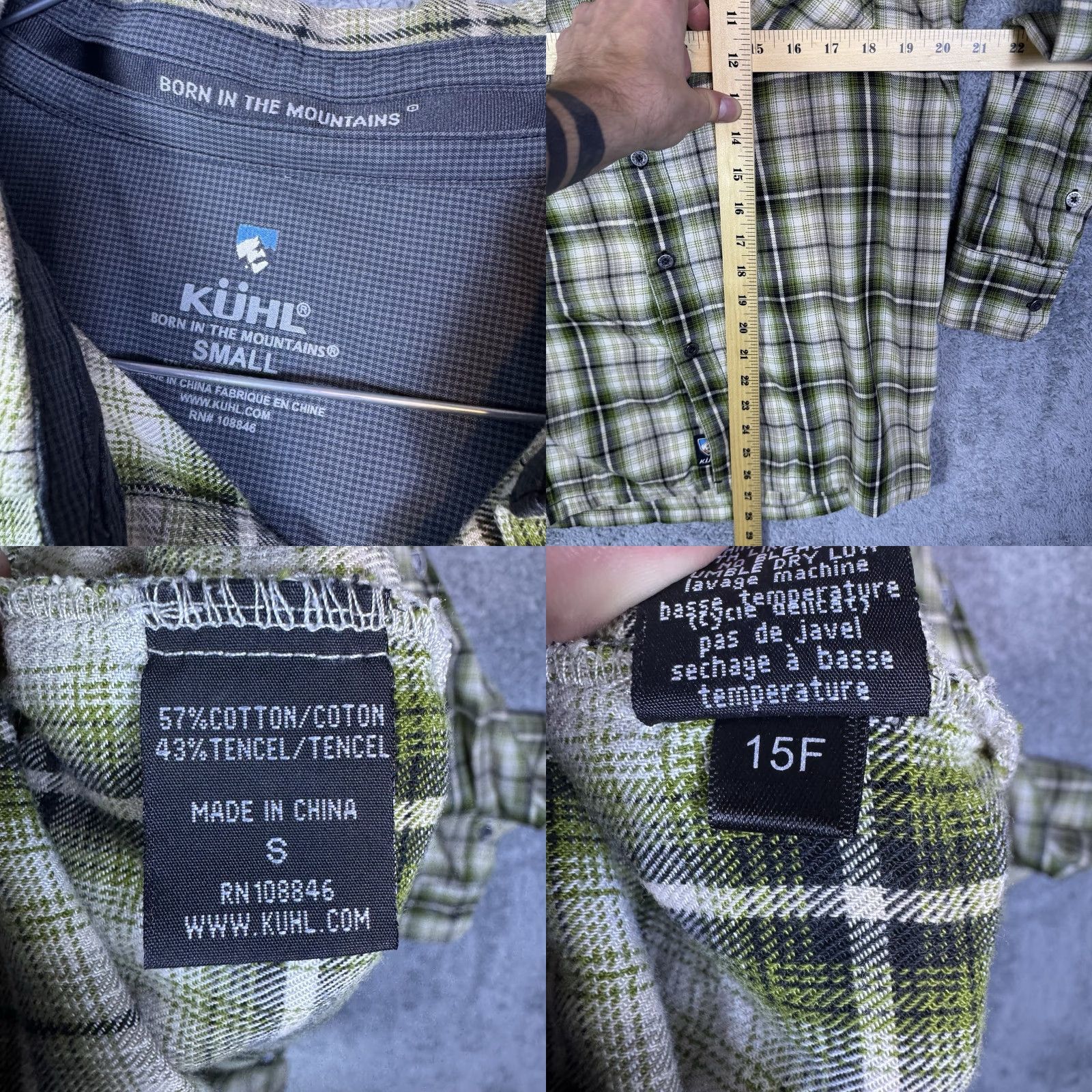 Vintage VINTAGE? No. Kuhl Flannel Shirt Mens S Green Long Sleeve Hike Outdoor Workwear Shirt Button-Up Cotton Flannel Pockets Outdoors Casual Mens Size US S / EU 44-46 / 1 - 8 Thumbnail