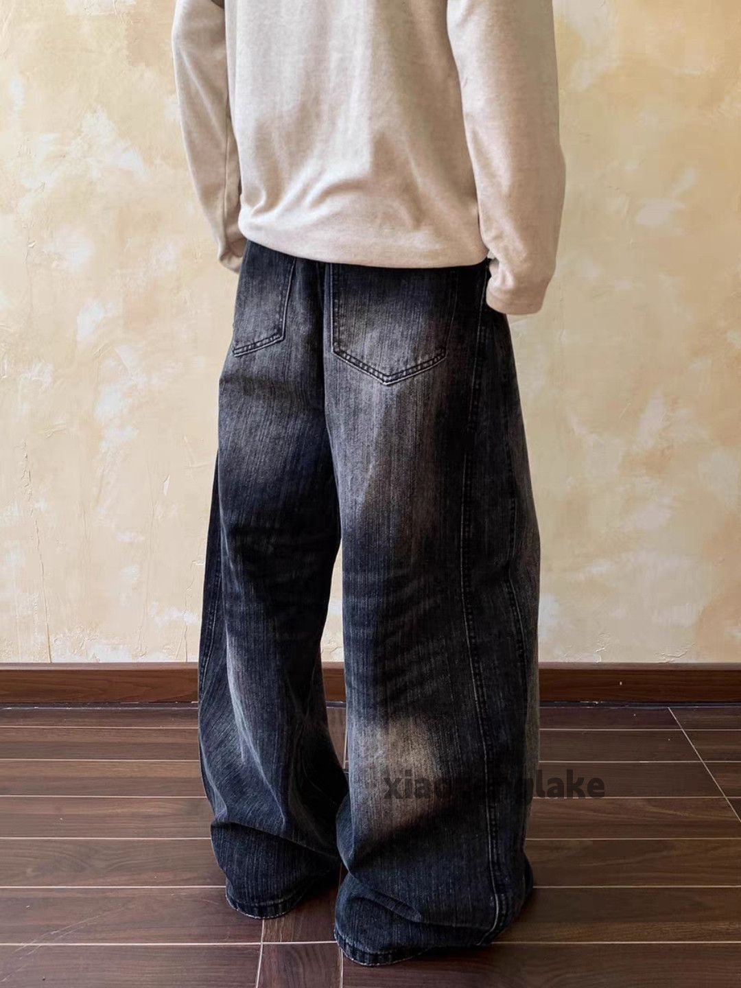 Jean Custom washed faded loose baggy skate hiphop flared jeans Size US 28 / EU 44 - 5 Thumbnail