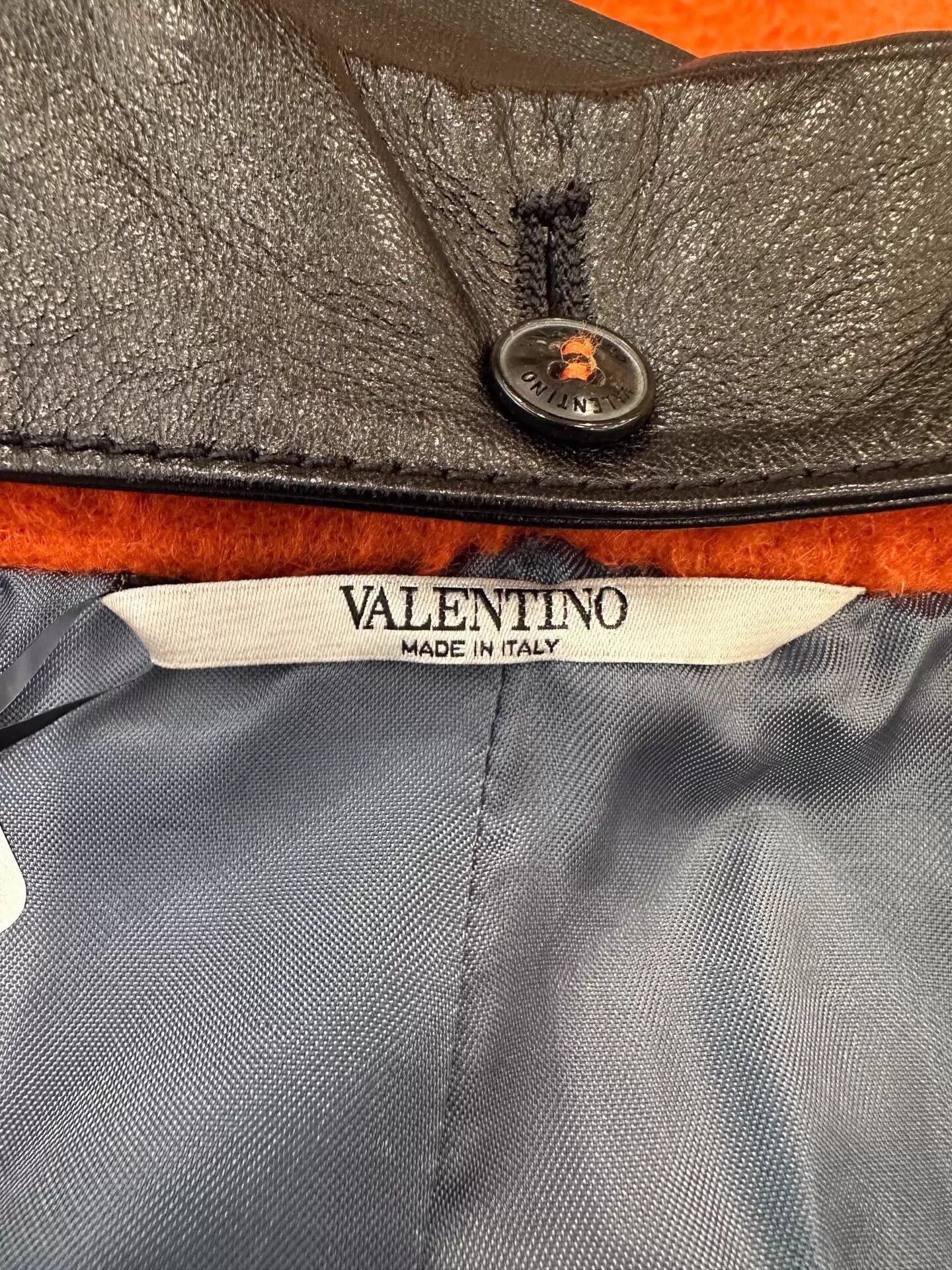 Valentino Valentino Orange Wool Leather Panel Men's Overcoat Size 50 Size US M / EU 48-50 / 2 - 5 Thumbnail