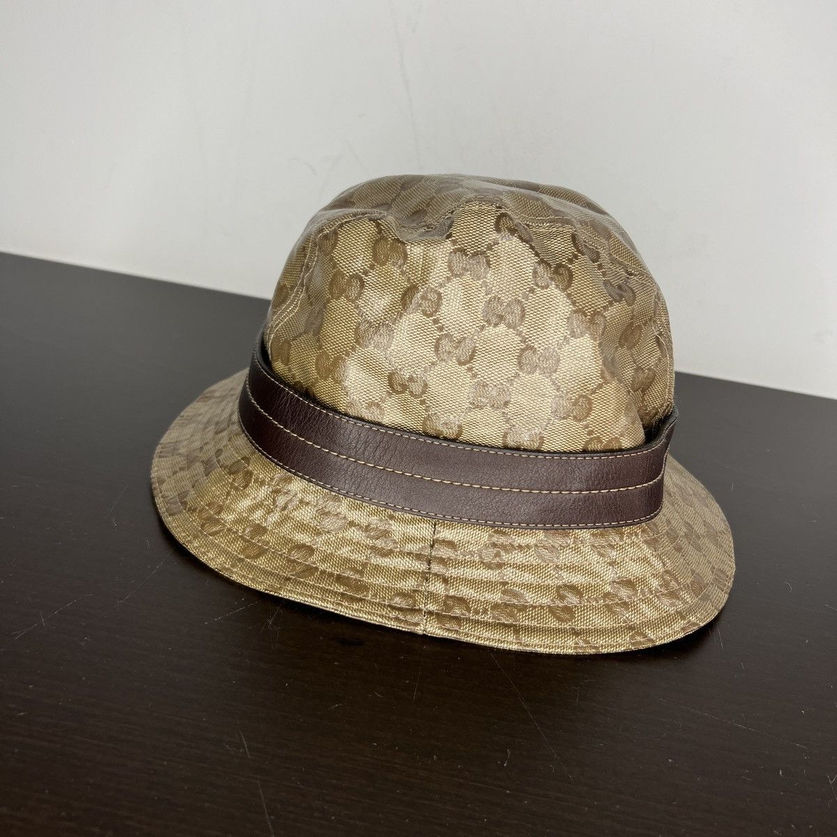 Gucci 🔥Rare Colour🔥Vintage Gucci Bucket Hat Monogram Beige Brown Size ONE SIZE - 3 Thumbnail