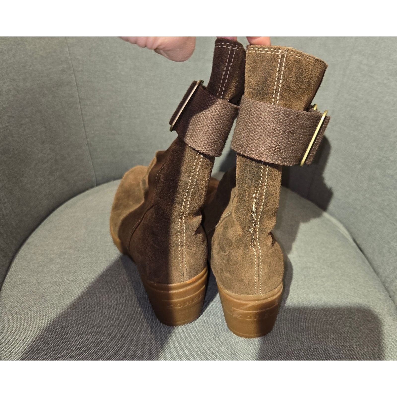 SOREL SOREL Toronto Brown Suede Mid Calf Wedge Boot Buckle Sz 7 Size US 7 / IT 37 - 4 Thumbnail