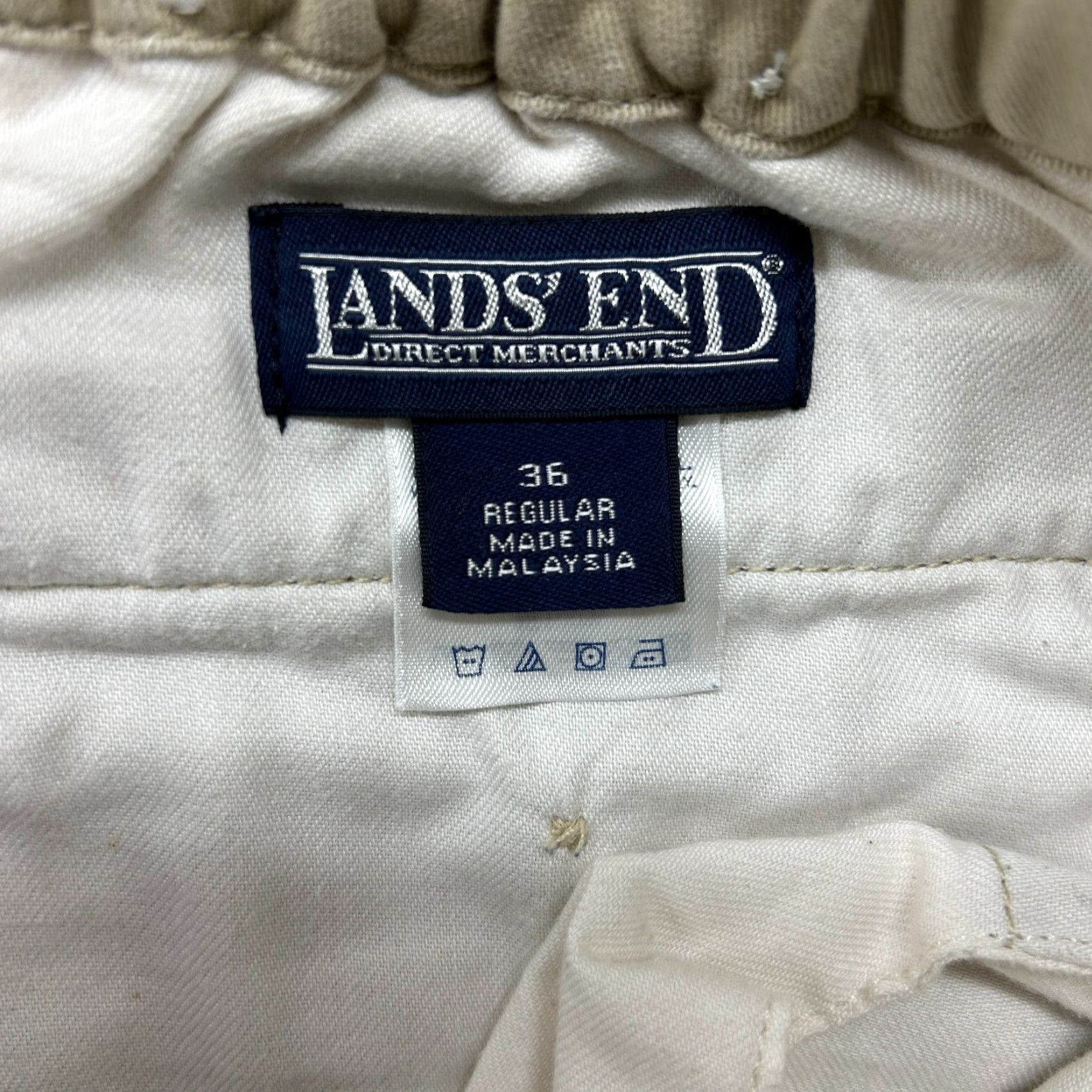 Lands' End Lands End Mens 36x29 Beige Chino Relaxed Straight Belted 5-Pocket Design Jeans Denim Straight 90s Belts Belted Pants Size US 36 / EU 52 - 3 Thumbnail