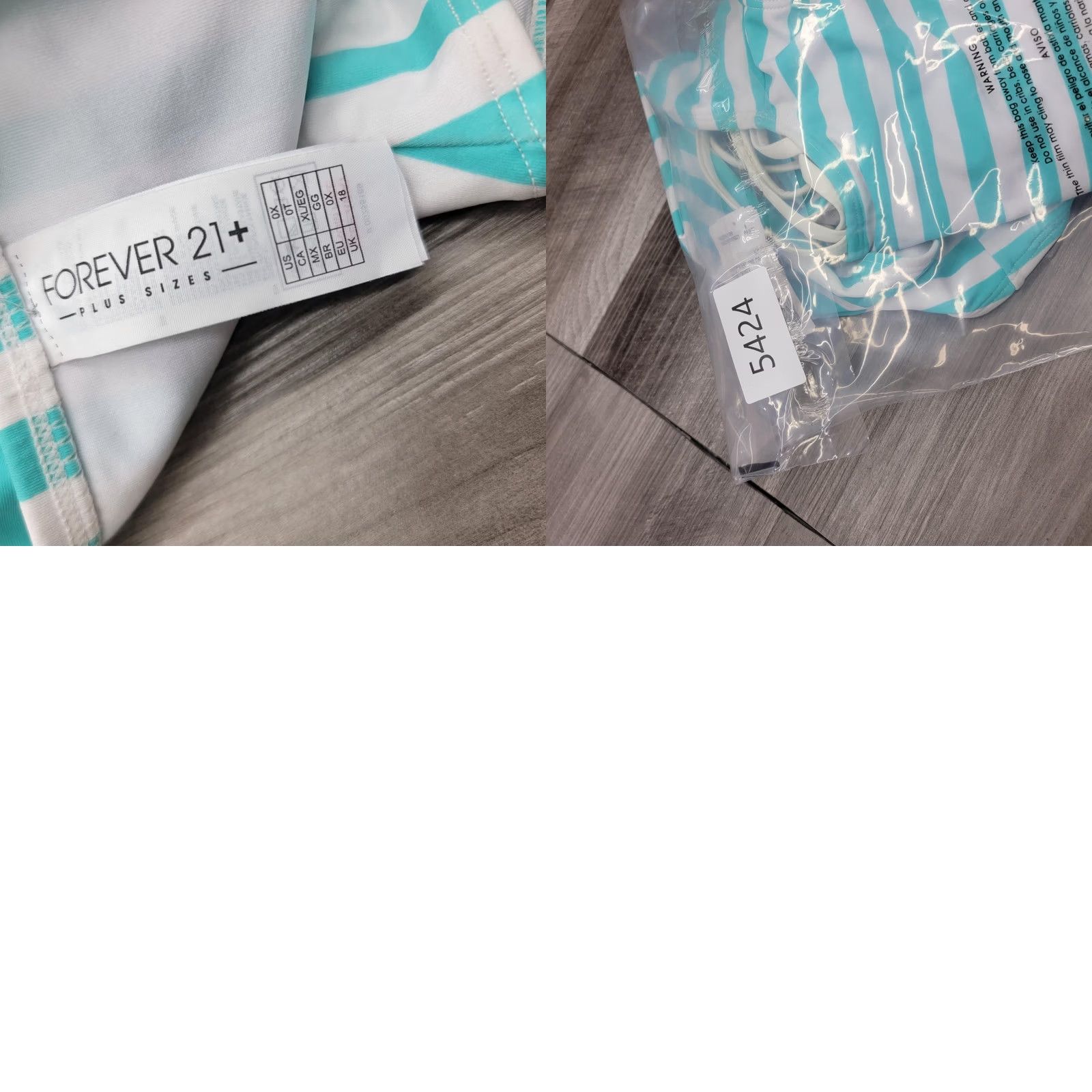 Forever 21 FOREVER 21 Swimwear One Piece Womens 0X Green Striped Lined Backless Spaghetti Strappy Plus Size Size ONE SIZE - 9 Thumbnail