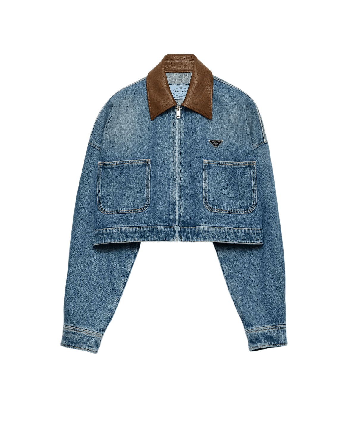 Prada PRADA $2850 Light Blue Cropped Denim Jacket New/Auth Size ONE SIZE - 1 Preview