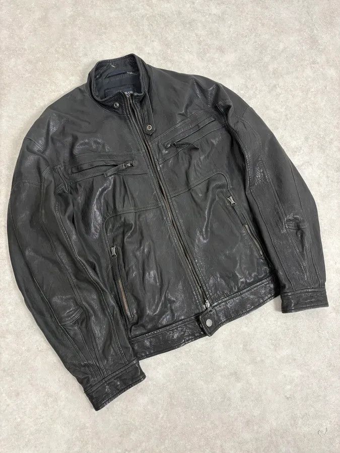 Armani 2000s Armani Spy Black Leather Jacket Size US L / EU 52-54 / 3 - 4 Thumbnail