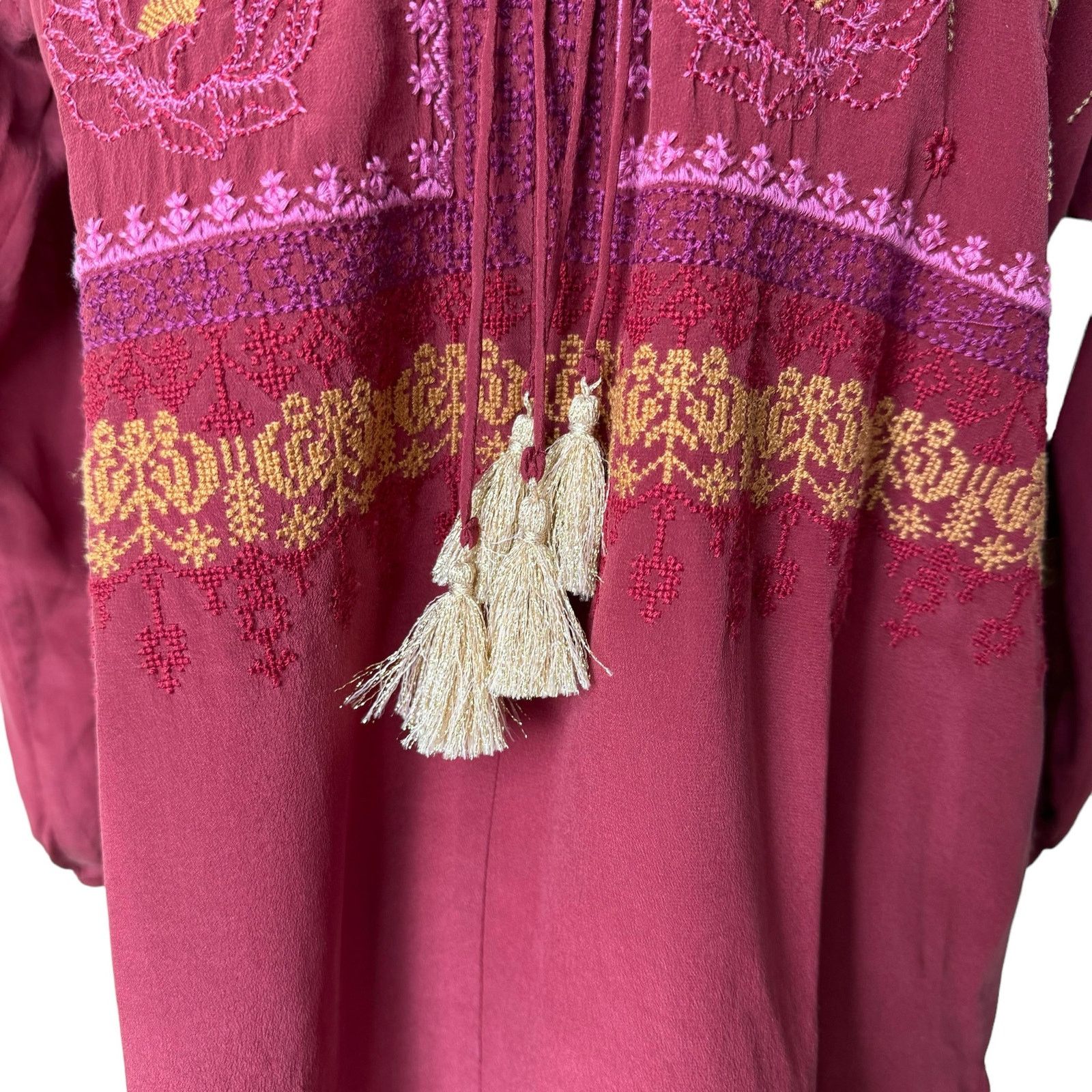 Johnny Was JOHNNY WAS PEYTON TUNIC 100% Silk Currant Size MEDIUM NWT Size M / US 6-8 / IT 42-44 - 12 Thumbnail