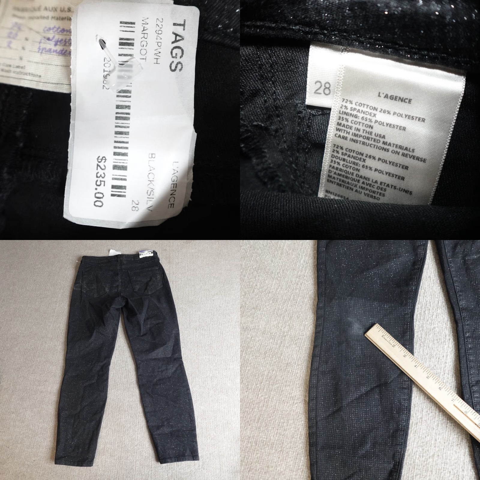 L'AGENCE L'Agence Jeans 28 Black Margot High Rise Slim 5-Pocket Denim Cropped Womens XS-XL? Size 29" - 8 Thumbnail