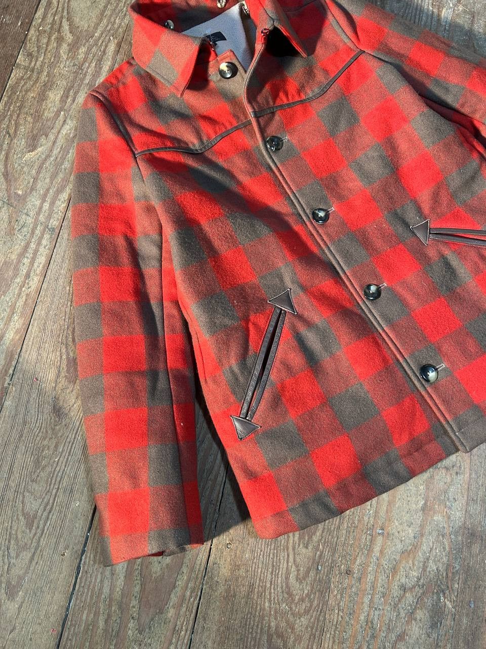 A.P.C. A.P.C. Buffalo Check Bomber Jacket Red/Brown Wool Vintage Size S / US 4 / IT 40 - 4 Thumbnail