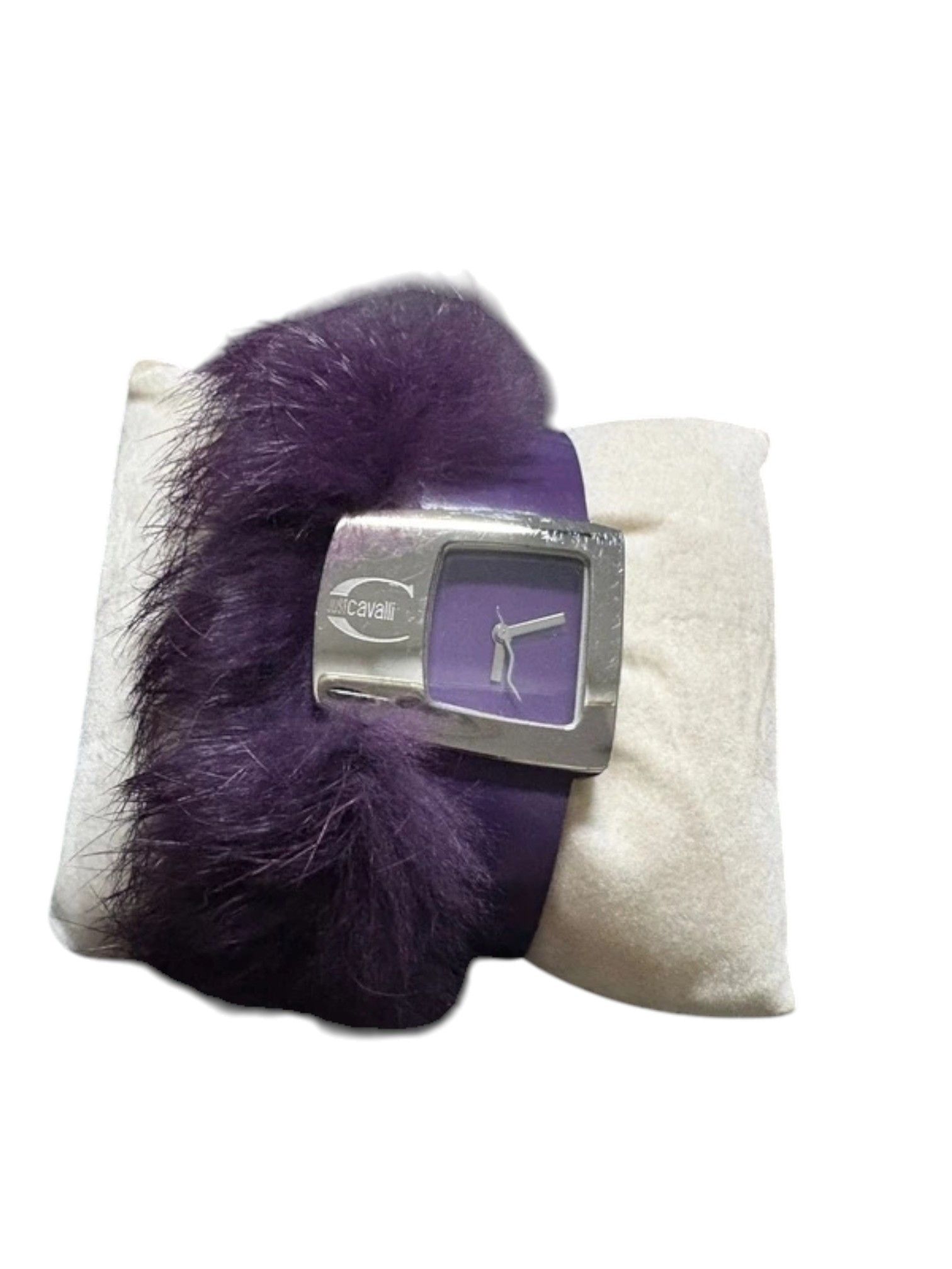 Just Cavalli Just Cavalli Purple Faux Fur Cuff Watch w Chrome Face, 2000s Size ONE SIZE - 1 Thumbnail