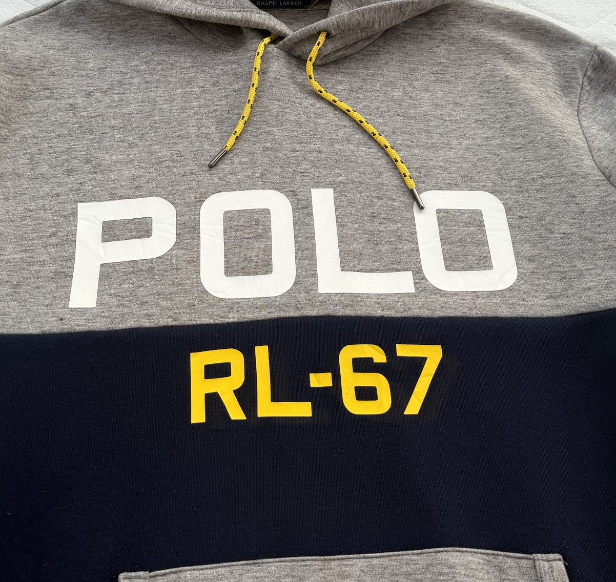 Polo Ralph Lauren Polo Ralph Lauren RL-67 Hoodie Grey Navy Colorblock Big Logo Size US XL / EU 56 / 4 - 3 Thumbnail