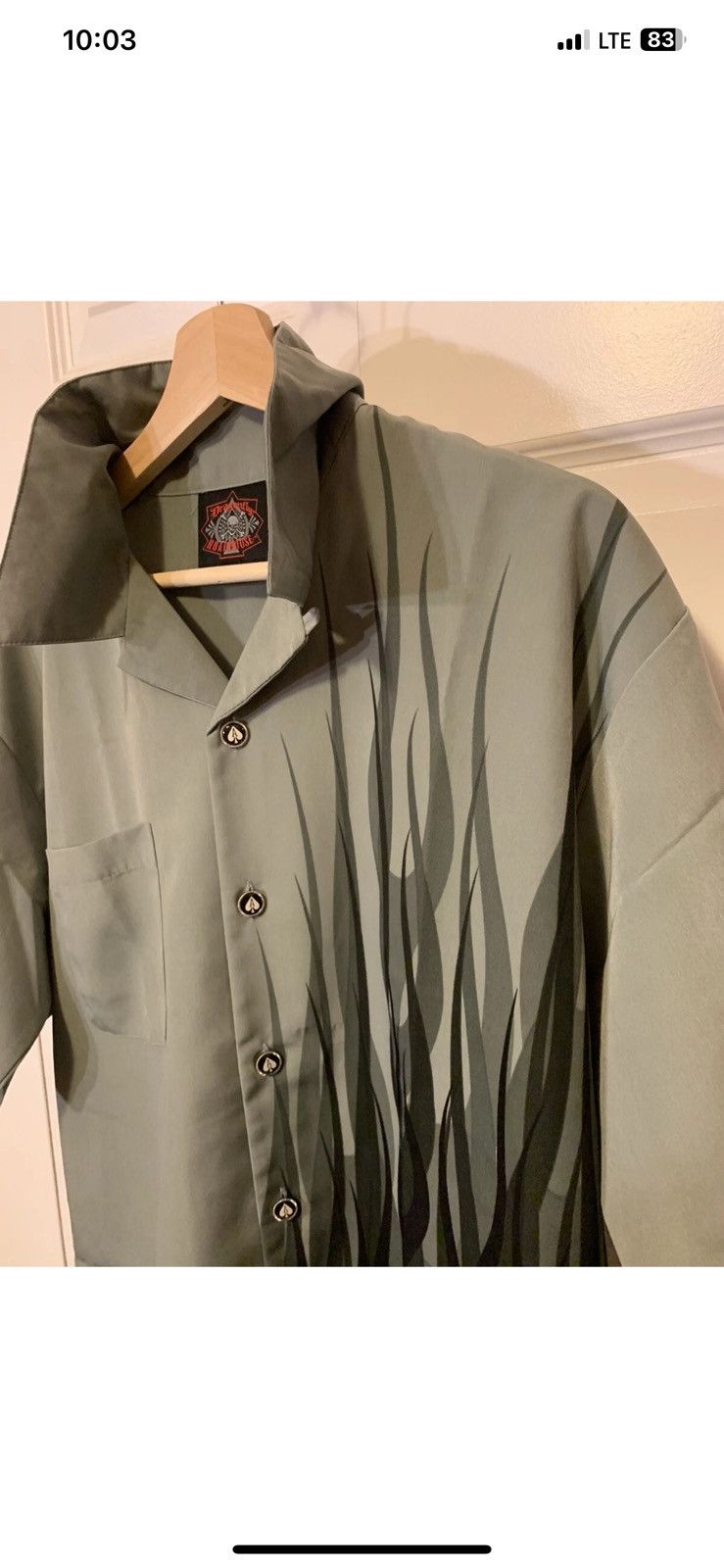 Dragonfly Vtg Dragonfly Gray Black Button Spades Poker Sz M Size US M / EU 48-50 / 2 - 7 Thumbnail