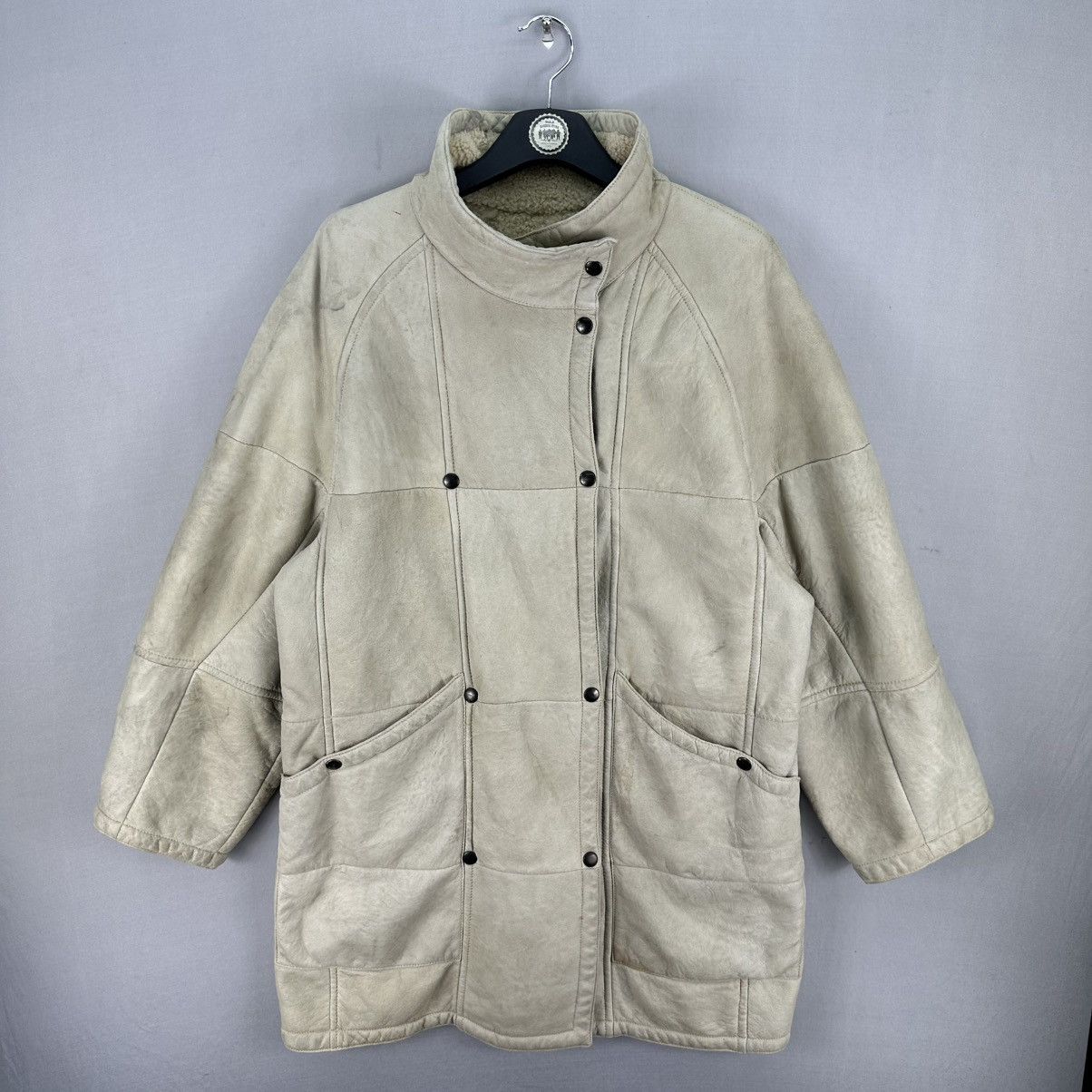 Italia Independent Vintage 80's Sheepskin Down Jacket Double Breasted Size M / US 6-8 / IT 42-44 - 1 Thumbnail