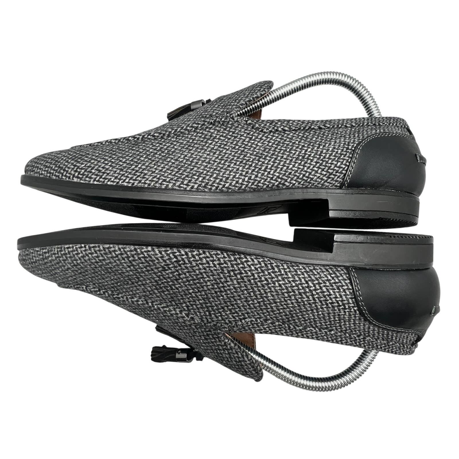 Bar III Men 9M Kingston Tassel Tweed Grey Black Upper Loafer display picture 3