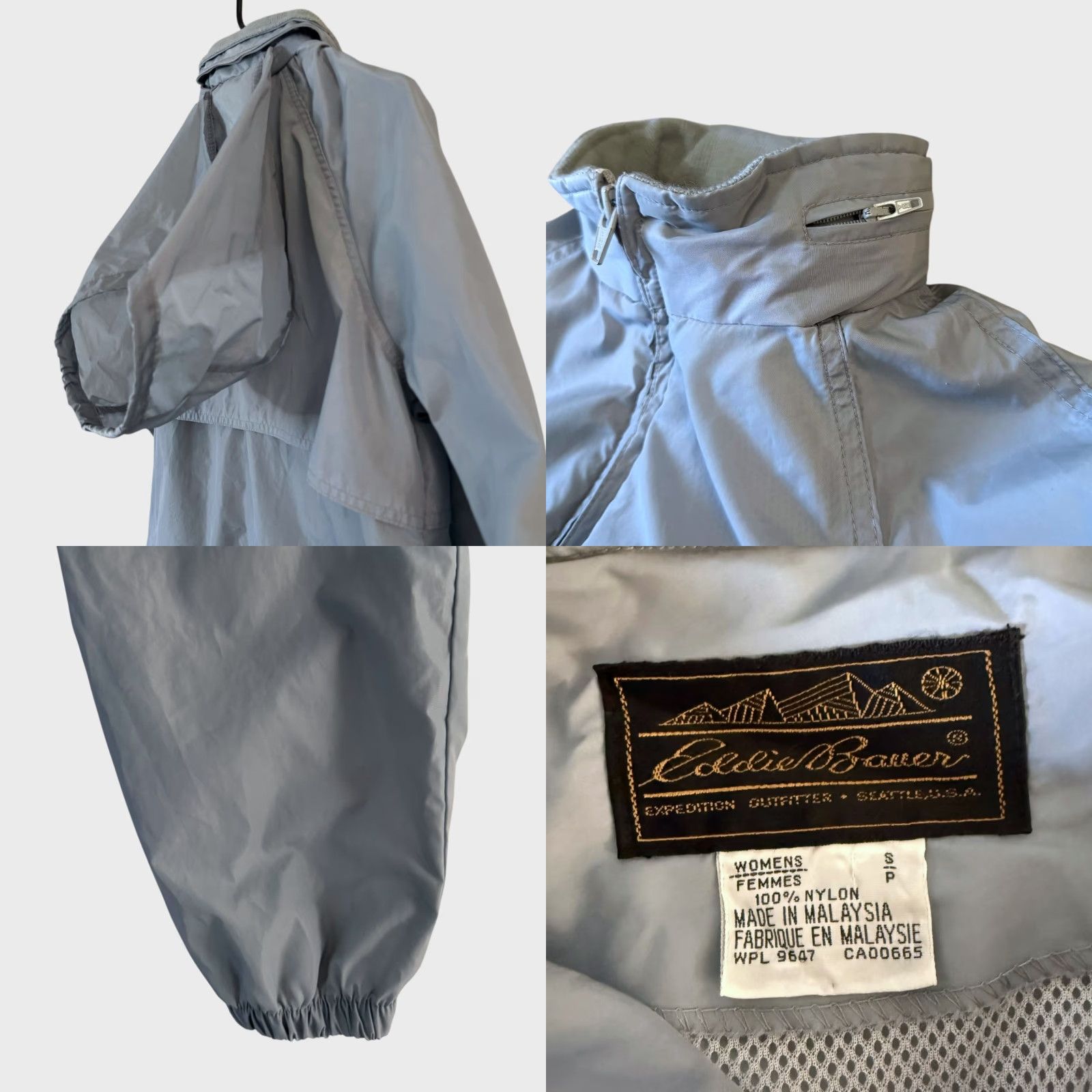 Eddie Bauer VINTAGE Eddie Bauer Windbreaker Jacket Blue Women's Small Zip Full Zip Hooded Pockets Lightweight All Seasons Outdoors Size S / US 4 / IT 40 - 8 Thumbnail