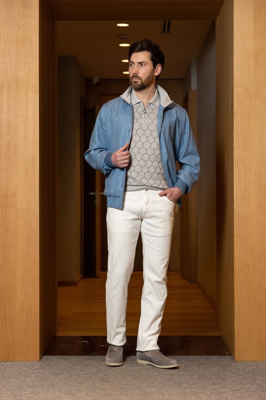 Stefano Ricci RRP~$5790 Stefano Ricci Wool Silk Linen Bomber Jacket Zip Size US L / EU 52-54 / 3 - 6 Thumbnail
