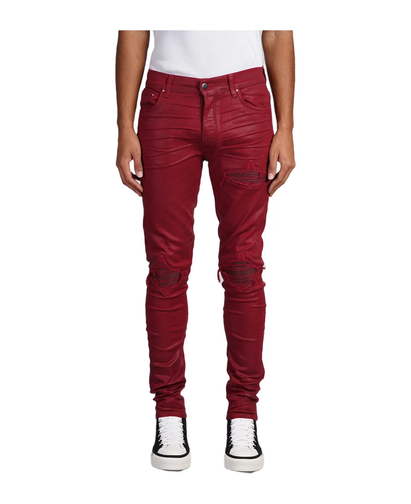 Amiri oc11z1125 Wax MX1 Jeans in Burgundy Size US 30 / EU 46 - 1 Thumbnail