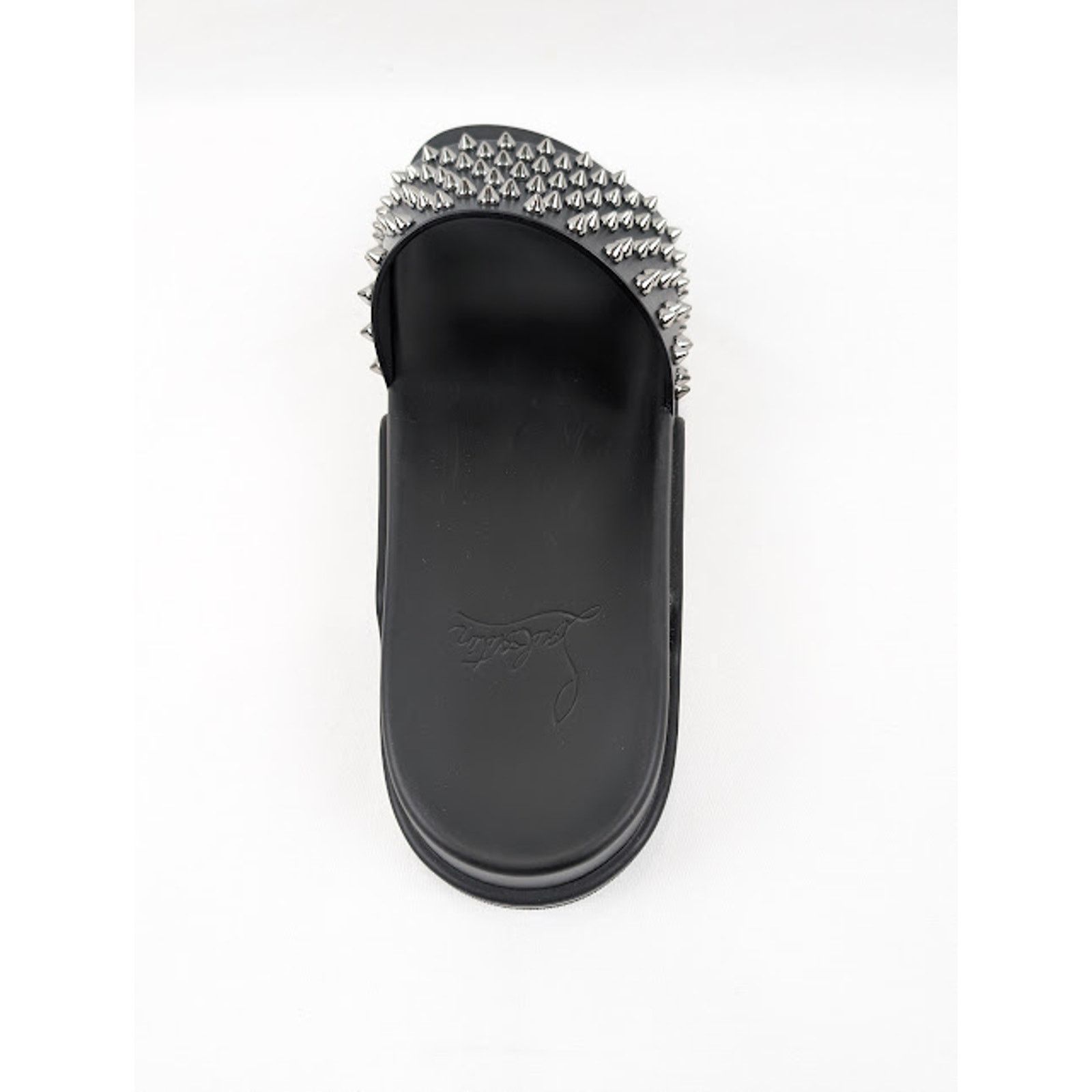 Christian Louboutin o1rshd1 Pool Fun Flat Calf Slippers in Black/Gun Size US 12.5 / EU 45-46 - 11 Thumbnail